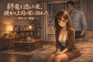 終電を逃した夜、彼女は上司の家へ…背徳OLのNTR体験！
