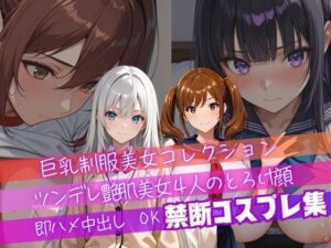 【4K神画質】ツンデレ制服風コスプレ美女4人のとろけ顔×中出し！衣装差分4パターン収録！ レビュー・感想【サンプルあり】