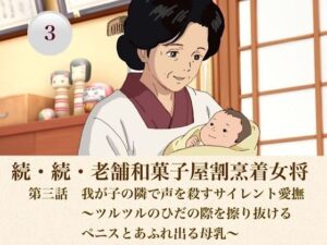 続・続老舗和菓子屋割烹着女将  第三話  我が子の隣で声を殺すサイレント愛撫〜ツルツルのひだの際を擦り抜けるペニスとあふれ出る母乳〜 レビュー