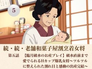 続・続老舗和菓子屋割烹着女将  第五話  【臨月破水のお産プレイ】破水直前まで愛でられるHカップ爆乳女将〜ツルツルに整えられた割れ目と感動の出産完結〜 レビュー