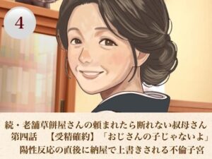 続・老舗草餅屋さんの頼まれたら断れない叔母さん  第四話  【受精確約】「おじさんの子じゃないよ」陽性反応の直後に納屋で上書きされる不倫子宮 レビュー