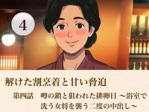 解けた割烹着と甘い脅迫   第四話  噂の鎖と狙われた排卵日 〜浴室で洗う女将を襲う二度の中出し〜 レビュー