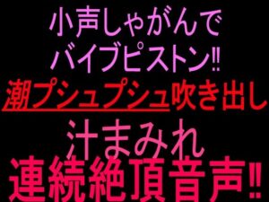 小声しゃがんでバイブピストン！！潮プシュプシュ吹き出し、汁まみれ連続絶頂音声！！ レビュー・感想【サンプルあり】